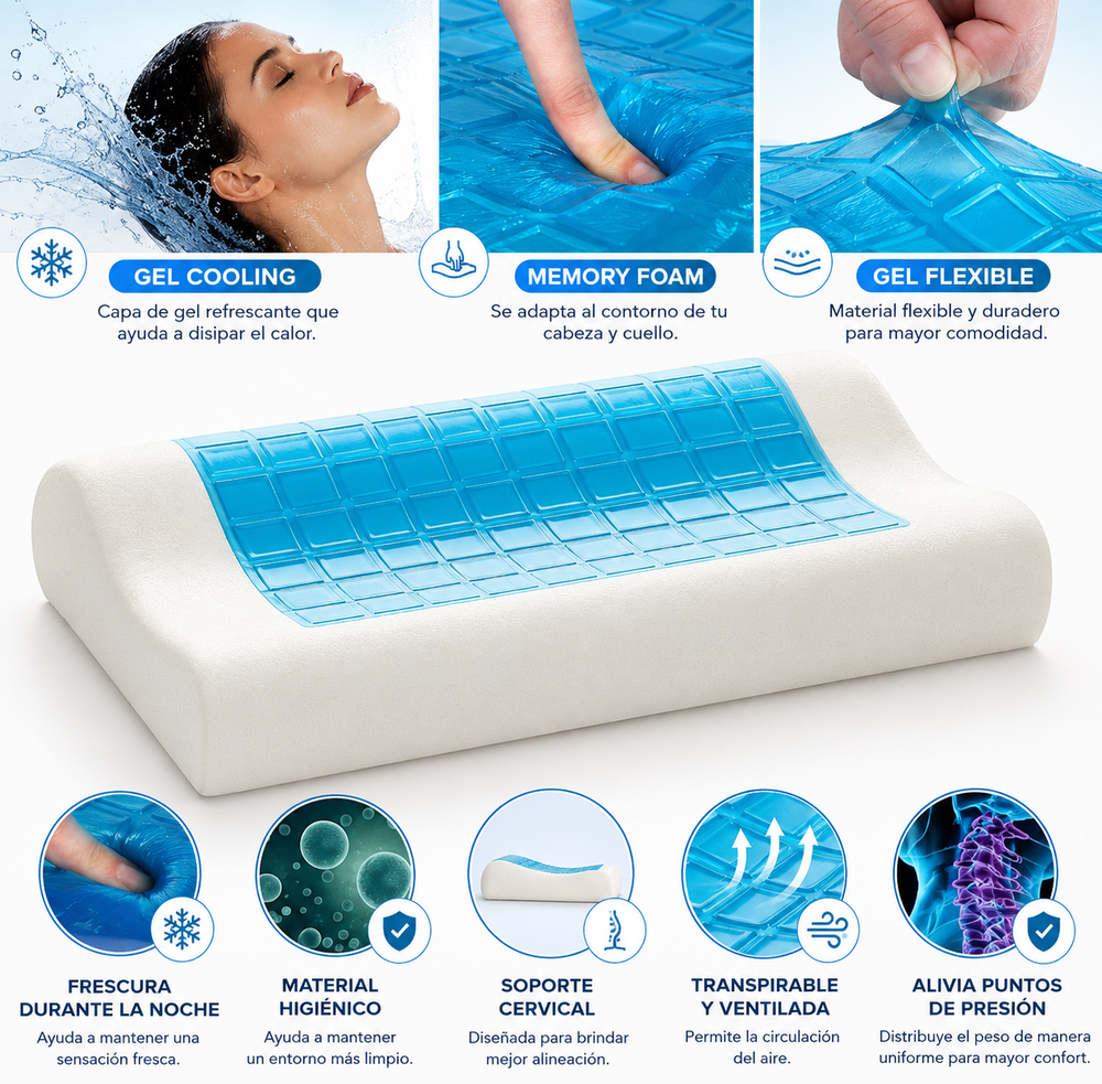 ALMOHADA CERVICAL PREMIUM - GEL + MEMORY FOAM