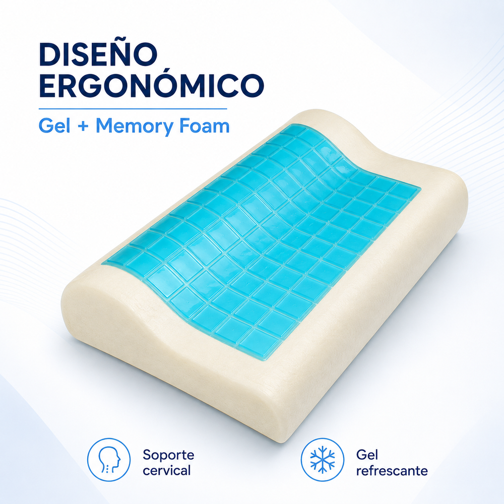 ALMOHADA CERVICAL PREMIUM - GEL + MEMORY FOAM