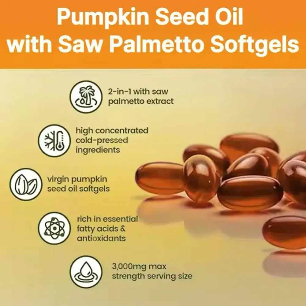 Cápsulas Aceite de Semilla de Calabaza - Salud Vejiga, Cabello  y Próstata