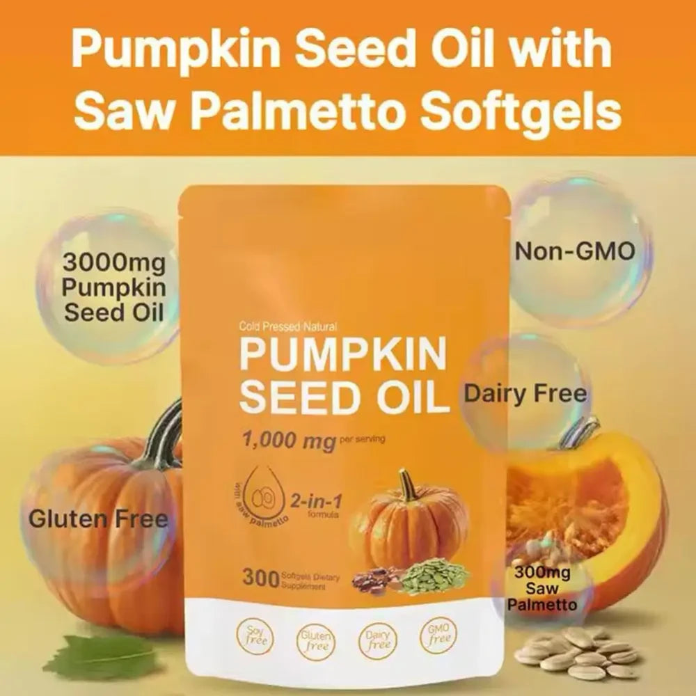 Cápsulas Aceite de Semilla de Calabaza - Salud Vejiga, Cabello  y Próstata