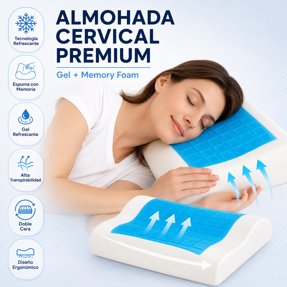 ALMOHADA CERVICAL PREMIUM - GEL + MEMORY FOAM